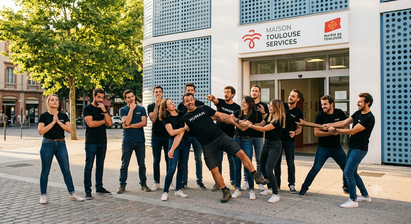 L'équipe de Human Comédie réunie en extérieur à Toulouse